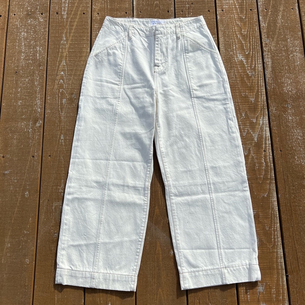 FRAME Ivory High Rise Relaxed Trousers
